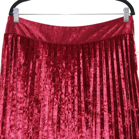 SETRMS Pink Red Velvet Midi Skirt Xlarge Size 12 - Picture 2 of 4